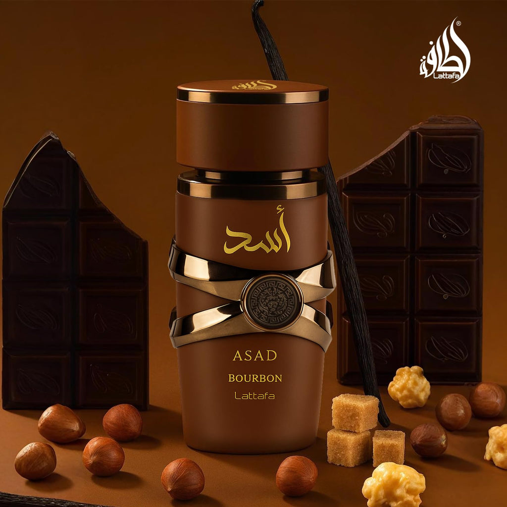 Lattafa Asad Bourbon for Unisex Eau de Parfum Spray, 3.4 Ounce / 100 ml