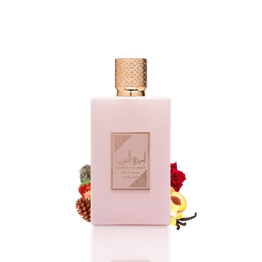 Lattafa Asdaaf Ameerat Al Arab Prive Rose Eau de Parfum Spray for Women, 3.4 Ounce