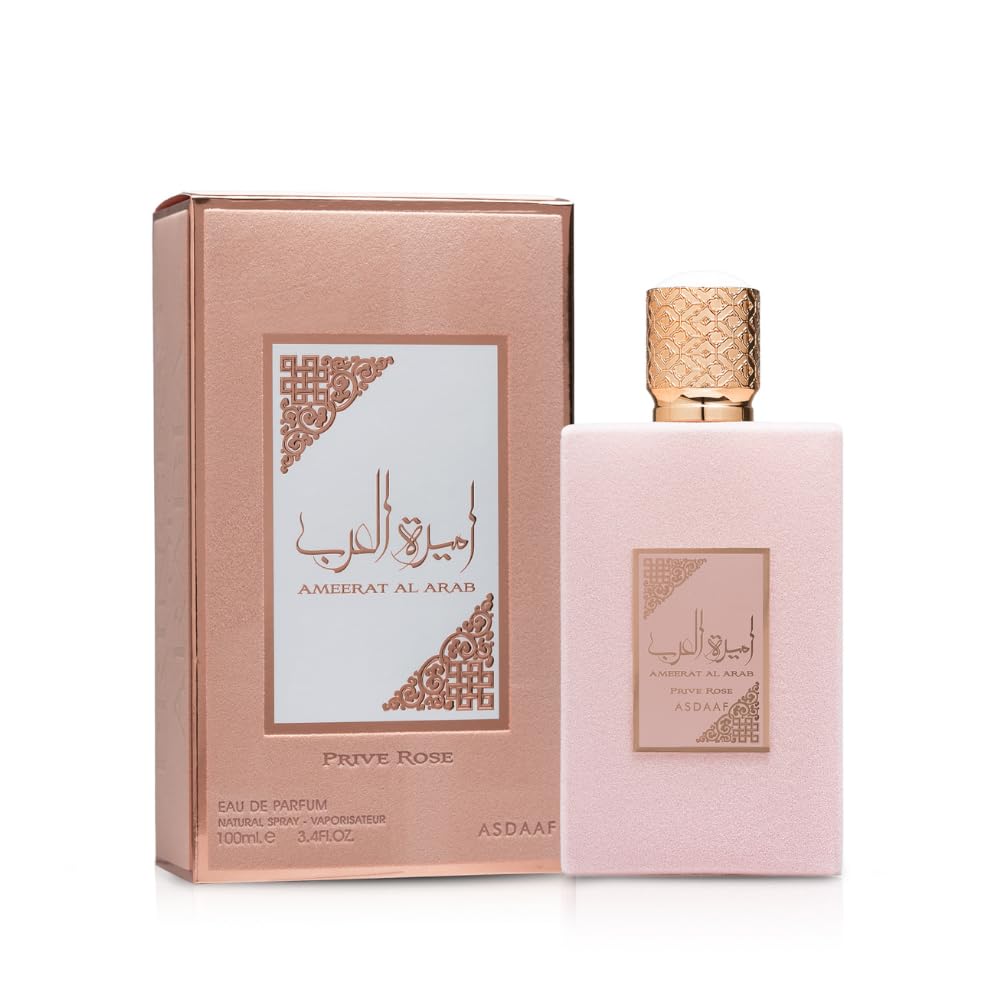 Lattafa Asdaaf Ameerat Al Arab Prive Rose Eau de Parfum Spray for Women, 3.4 Ounce