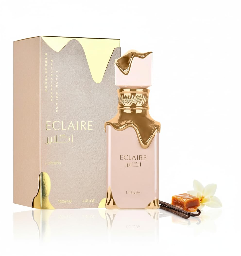 Lattafa Eclaire - Vanilla, Caramel, Sweet, Floral - Eau de Parfum Long-Lasting Fragrance for Women, 3.40 Ounce / 100 ml