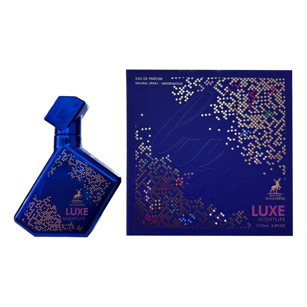 Maison Alhambra Luxe Nightlife – Floral, Woody, Gourmand, Sweet – Eau de Parfum Spray Long-Lasting Fragrance for Unisex, 3.4 Ounce / 100 ml