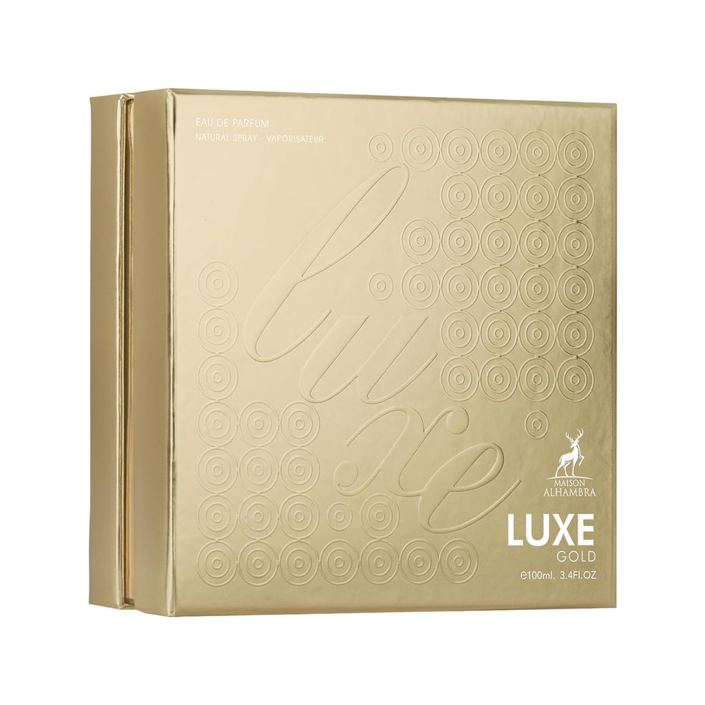 Maison Alhambra Luxe Gold – Citrus, Woody, Floral, Amber – Eau de Parfum Spray Long-Lasting Fragrance for Unisex, 3.4 Ounce / 100 ml