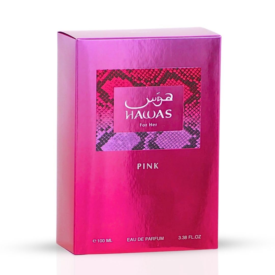 RASASI Hawas Pink For Her Eau de Parfum Spray 100ml (3.4 oz) – Floral Fruity Perfume for Women with Neroli, Vanilla, Cotton Candy & Marshmallow | Luxurious Feminine Scent